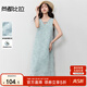 尚都比拉波西米亞V領(lǐng)鏤空花邊連衣裙女夏季新款氣質(zhì)背心裙中長款直筒裙子