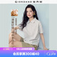佐丹奴亞麻襯衣女夏季新款棉麻寬松半開筒條紋襯衫女短袖13346236