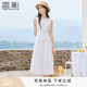 香影白月光無袖背心連衣裙女2026夏裝新款海邊度假風肌理感收腰裙 白色 M 160/84A/95-110斤
