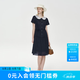 ELAND衣戀連衣裙女娃娃領寬松短袖條紋裙2026春夏新款 藏青色(59)Navy S /160
