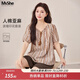 MsShe【亞麻波嘻印花小衫套裝】大碼女裝2026夏裝胖mm上衣短褲 上衣-拿鐵色現(xiàn)貨 3XL