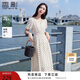 香影（xiangying）香影法式白色波點v領連衣裙女2026夏新款赫本茶歇萊賽爾天絲裙子