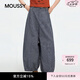 moussy 2026夏季新品復古通勤風高腰寬松休閑長褲女028JSC31-1067 145花紋藏青色 S