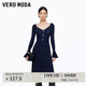 VEROMODA 連衣裙2025秋冬新款喇叭袖口收腰修身A字針織裙優雅325446005