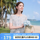 百圖女裝2026年夏季新款小香風蕾絲繡花短袖襯衫高級感上衣女2605T34