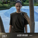 JNBY/江南布衣春夏T恤女捏褶不規則下擺設計感短袖圓領棉質5P4114100 316/橄欖綠 S