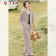 恰凡（QIAFAN）媽媽秋裝2025新款套裝休閑運(yùn)動服兩件套中老年女春秋時(shí)尚連帽外套 杏色 3XL  （推薦118~130斤）