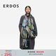 ERDOS【秀場同系列】秋冬精紡純羊絨印花薄款女披肩圍巾 彩色印花 200cmX90cm