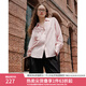 范思藍恩藤蔓玫瑰 設(shè)計感V領(lǐng)襯衫女2024秋裝新款韓版氣質(zhì)襯衣上衣 粉色 XS