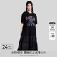 幻走（MOVEUP）2026春季新款.FUN系列圓領趣味印花荷葉邊針織連衣裙 黑色 L