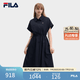FILA 斐樂官方女子梭織連衣裙2026秋新款裙子時尚休閑舒適襯衫裙 啟靈藍-DB M 165/84A/M