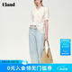 ELAND襯衫女通勤木耳邊小立領輕薄襯衣上衣2026夏季新款 象牙白/白色(39)Ivory M /165