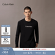Calvin KleinJeans春秋男士休閑通勤ck字母印花圓領(lǐng)內(nèi)搭打底衫長袖T恤上衣 UB1-太空黑 M