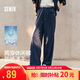 森馬（Semir）休閑褲女夏拼色抽繩長褲防曬吸濕速干寬松2026闊腿褲109326127007