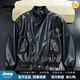 JEEP SPIRIT皮衣外套男秋季款韓版潮流帥氣機車服夾克上衣美式短款 黑色 M (160-165) 90-100斤