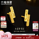 六福珠寶光影金足金小金條碎碎冰手工繞金線工藝黃金耳釘計價GJG0217DS 1.23克(含工費188元) 配硅膠耳堵