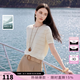 三彩2026夏季新款短袖鏤空針織衫串珠圓領套頭上衣女 珍珠白 M 160/84A