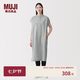 MUJI 女式 涼感 套頭連衣裙 女裝寬松裙子26年夏季純棉中長裙BC2Q8C6S 灰色格紋 M (160/84A)