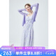 秋水伊人紫色碎花裙子兩件套2026年春季新款女裝通勤開衫吊帶裙子