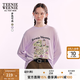 Teenie Weenie小熊女裝長袖T恤夏季甜美清新田園印花上衣 淺紫色 S