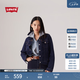 Levi's李維斯女士美式懷舊復(fù)古巴恩風(fēng)時(shí)尚深藍(lán)顯瘦牛仔夾克外套 深牛仔色 L