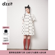 DZZIT地素連衣裙2026夏季新款復古棉質波點貓咪打褶短裙子女3K2OB354B 白色 S
