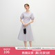 范思藍恩韓系休閑泡泡袖連衣裙女夏季2025新款松緊收腰A字裙2383 柔霧紫 M