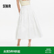 森馬（Semir）半身裙女夏A字白色純色松緊腰長裙優雅白月光蛋糕裙101325120010