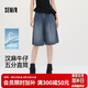 森馬（Semir）森柔|牛仔褲女夏季漢麻涼感寬松2026女生遮肉五分褲109326122005