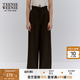 Teenie Weenie小熊休閑褲女夏季薄款仿麻花苞闊腿褲長褲 黑色 S (160)