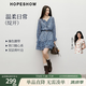紅袖（hopeshow）高端獨特漂亮連衣裙2026春季新款女裝荷葉邊喇叭袖度假碎花雪紡裙 藍花605 M
