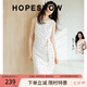 紅袖（hopeshow）撞色波點連衣裙2026春夏季新款女裝綁帶壓褶無袖顯瘦垂感雪紡長裙 白底黑點802 M