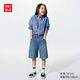 優(yōu)衣庫童裝男童女童寬松中褲/水洗產(chǎn)品短褲488197 65 寶藍色 150