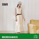 森馬（Semir）連衣裙女夏季V領荷葉邊長裙腰帶2026復古優雅背心裙10A326114013
