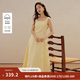 茵曼（INMAN）法式方領收腰顯瘦吊帶連衣裙2026夏季新品女裝高級感氣質裙子 鵝黃色-小個子版18625668 M