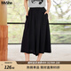 MsShe【皺感高腰七分裙褲】大碼女裝2026款春裝胖mm顯瘦闊腿褲子 黑色現(xiàn)貨 6XL