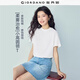 佐丹奴（Giordano）T恤女純棉親膚氣質(zhì)小衫女舒適寬松小高領(lǐng)t恤女短袖05322396