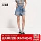 森馬（Semir）牛仔褲女夏毛邊磨破做舊A字短褲2026個性街頭直筒褲109326122007