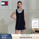 TOMMY JEANS26春夏新款女裝商務氣質金扣無袖風琴褶馬甲西裝裙連衣裙 藏青色C1G XS