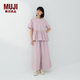 MUJI 女式 泡泡紗 短袖罩衫 t恤上衣女款女裝26年夏季 BC2ZZC6S 淺粉色 M (160/84A)