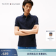 Tommy Hilfiger【球星同款】春夏男潮流多色珠地棉商務休閑純色翻領短袖T恤POLO 【百搭修身】藏青色DW5 L （推薦：140-155斤）