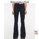 Abercrombie & Fitch【標準版】氣質百搭中腰水洗微喇牛仔褲長褲25春夏女裝155-4862 深藍色 27 R (165/72A)標準版
