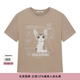 DZZIT地素短袖T恤夏季線繡貓咪圖案寬松純棉上衣女3J2B3301N 深卡其色（寬松） M