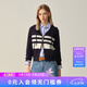 ELAND【綿羊毛】衣戀毛針織衫女長袖撞色外套開衫新款 藏青色(59)Navy S /160