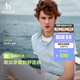 哈吉斯（HAZZYS）男裝 26新款夏季純棉男襯衣通勤小格紋短袖襯衫男ATCZK1DBF51 淺藍色LL M （170/92A 46）