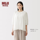 MUJI 女式 強捻 短袖罩衫 短袖t恤上衣女款26年夏季女裝純棉 BC2QGA6S 白色 M (160/84A)