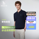HAZZYS【絞花】哈吉斯男裝 26新款夏季毛衣翻領針織短袖polo衫男 藏青色NV 2XL （185/104A 52）