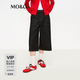 MO&Co.【C+系列】牛仔褲2026春新品中腰洗舊灰黑七分褲MBF1SOT006 牛仔藍色 XS 25