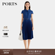 PORTS寶姿【七夕禮物】女裝氣質高級感襯衫領拼接輕熟穿搭百褶連衣裙 丈青-2 S 版型偏小建議拍大一碼