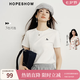 紅袖（hopeshow）正肩短袖T恤2026春季新款女裝撞色木馬刺繡顯瘦百搭圓領(lǐng)小上衣 本白001 M
